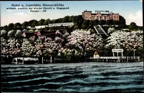 Ak Werder an der Havel, Hotel Gaststätte Bismarckhöhe, Panorama