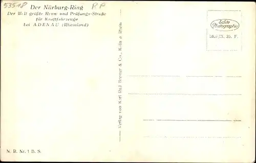 Künstler Ak Nürburg im Kreis Ahrweiler Rheinland Pfalz, Nürburger Ring, Start- und Zielplatz