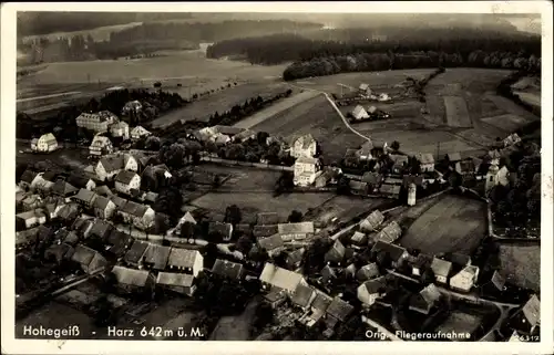 Ak Hohegeiß Braunlage im Oberharz, Fliegeraufnahme vom Ort