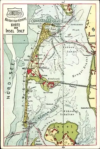 Landkarten Ak Insel Sylt in Nordfriesland, Westerland, Insel Föhr