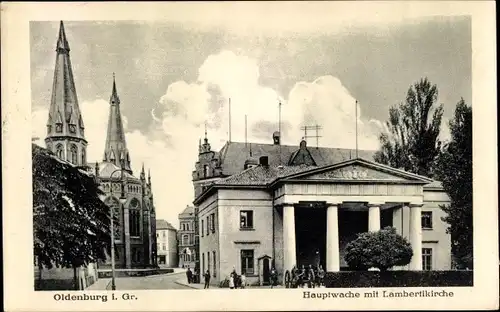 Ak Oldenburg in Oldenburg, Hauptwache mit Lambertikirche