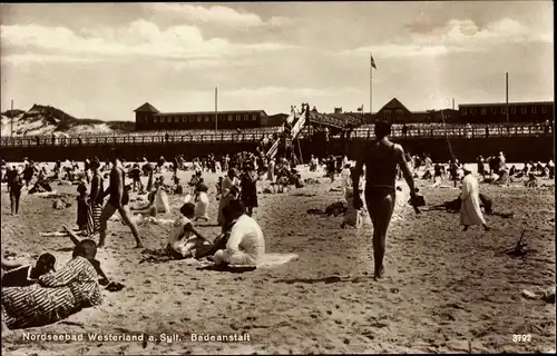 Ak Westerland auf Sylt, Badeanstalt, Strandleben