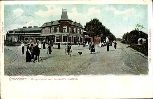 Ak Quickborn in Schleswig Holstein, Hauptstraße mit Schmidts Gasthof