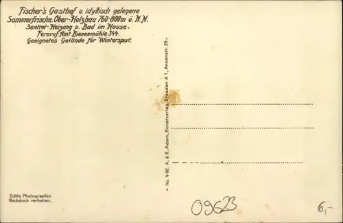 Ak Ober Holzhau Rechenberg Bienenmühle Erzgebirge, Fischers Gasthof, Winteransicht