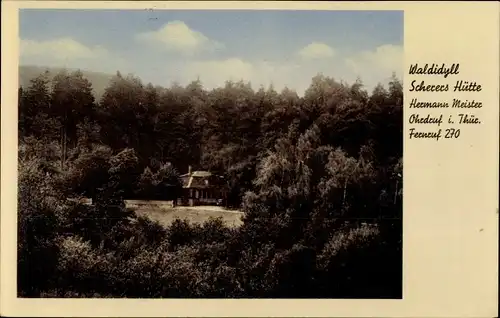 Ak Ohrdruf in Thüringen, Waldidyll Scherers Hütte, Hermann Meister