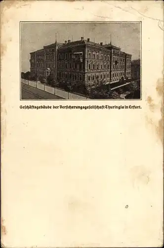 Ak Erfurt in Thüringen, Geschäftsgebäude der Versicherungsgesellschaft Thuringia