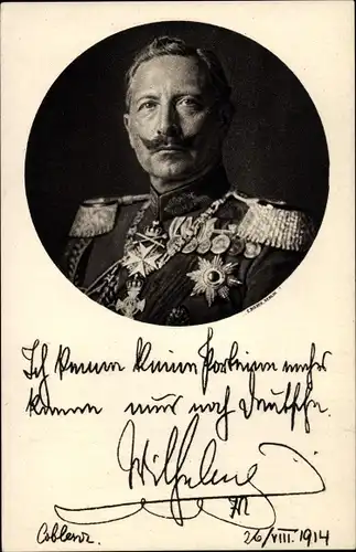 Ak Kaiser Wilhelm II., Ich kenne keine Parteien mehr, Zitat 1914