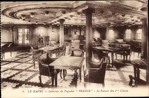 Ak Paquebot France, CGT, Le Fumoir des 1res Classes