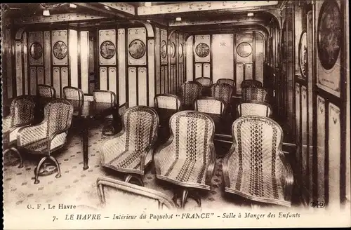 Ak Paquebot France, CGT, Salle a Manger des Enfants