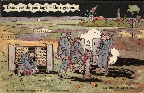 Ak Französische Soldaten, Geschütz, Exercices de pointage, Un rigodon...