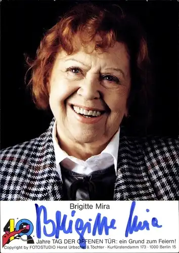Ak Schauspielerin und Sängerin Brigitte Mira, Portrait, Autogramm, Jedermann