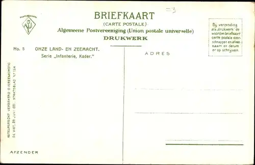 Ak Niederländische Soldaten in Uniformen, Fourier, Sergeant Tambour, Adjudant Onderofficier