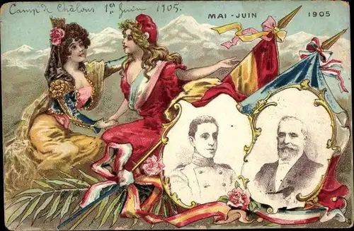 Ak König Alfons XIII. von Spanien, Émile Loubet, Staatstreffen Mai 1905
