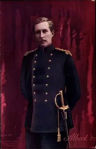 Ak Albert I, König von Belgien, Portrait