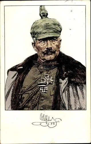 Künstler Ak Jank, Angelo, Porträt Kaiser Wilhelm II. in Felduniform