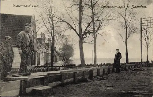 Ak Zaandam Zaanstad Nordholland, Überschwemmung 1916, Flut