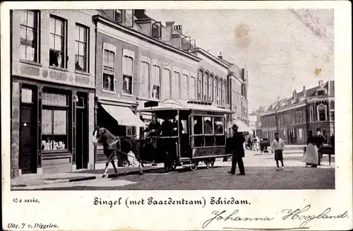 Ak Schiedam Südholland Niederlande, Singel, Paardentram, Pferdestraßenbahn