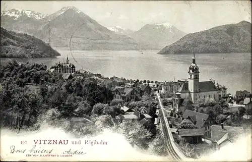Ak Vitznau Kanton Luzern, Rigibahn, Panorama