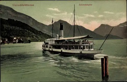 Ak Weggis Kanton Luzern, Vierwaldstättersee, Salondampfer