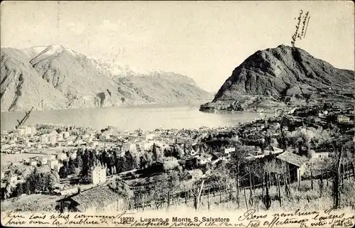 Ak Lugano Kanton Tessin, Monte San Salvatore, Panorama, See