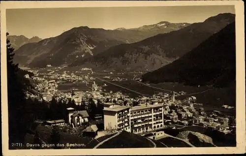 Ak Davos Kanton Graubünden, gegen das Seehorn, Panorama
