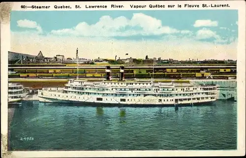 Ak Kanada, Steamer Quebec, St. Lawrence River, Dampfschiff