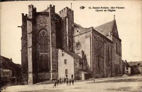 Ak Saint Yrieix Haute Vienne, Chevet de l'Eglise, Kirche Außenansicht