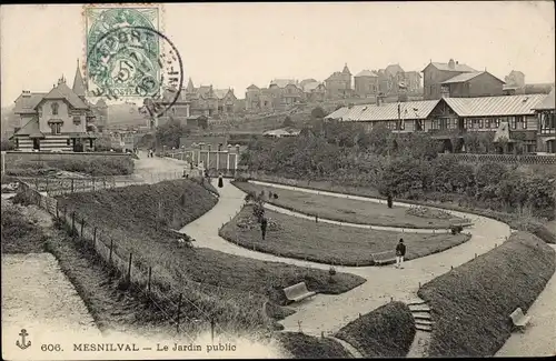Ak Mesnil Val Seine Maritime, Le Jardin public, Park