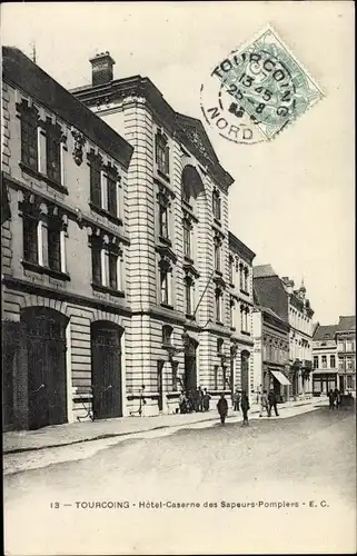 Ak Tourcoing Nord, Hotel Caserne des Sapeurs-Pompiers