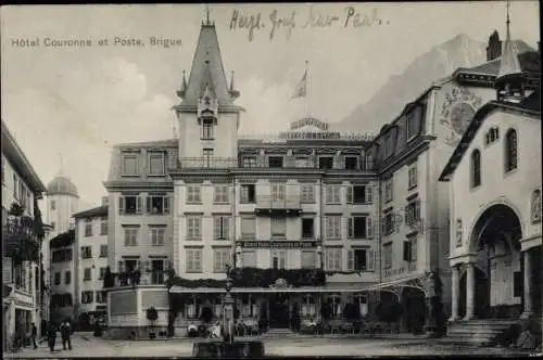 Ak La Brigue Alpes Maritimes, Hotel Couronne et Poste