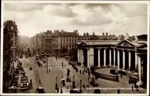 Ak Dublin Irland, College Green and Bank of Ireland