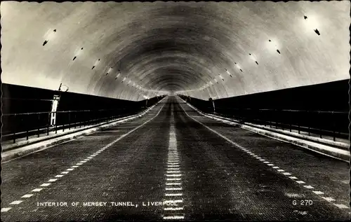 Ak Liverpool North West England, Interior of Mersey Tunnel