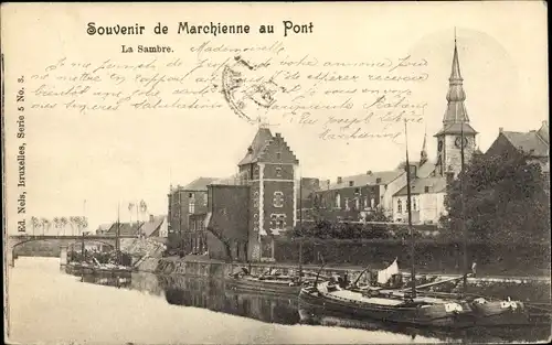 Ak Marchienne au Pont Charleroi Wallonien Hennegau, La Sambre