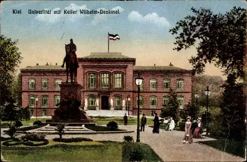 Ak Kiel Schleswig Holstein, Universität mit Kaiser Wilhelm-Denkmal