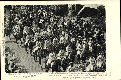 Ak Erfurt in Thüringen, Historischer Festzug 1902, Friedrich der Große, Schlacht bei Rossbach
