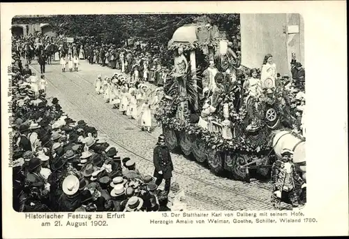 Ak Erfurt in Thüringen, Historischer Festzug 1902, 13. Stadthalter Karl v. Dalberg, Herzogin Amalie