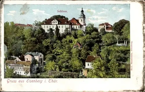 Ak Eisenberg im Saale Holzland Kreis, Teilansicht der Stadt, Schloss