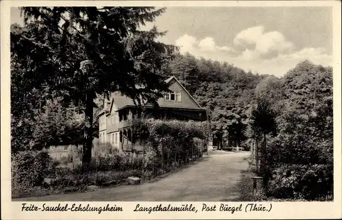 Ak Langethalsmühle Bürgel in Thüringen, Fritz Sauckel Erholungsheim