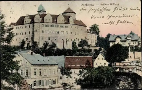 Ak Zschopau im Erzgebirge Sachsen, Schloss Wildeck