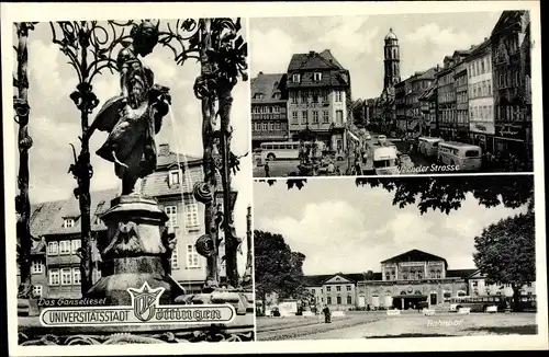 Ak Göttingen in Niedersachsen, Bahnhof, Gänseliesel, Weender Straße