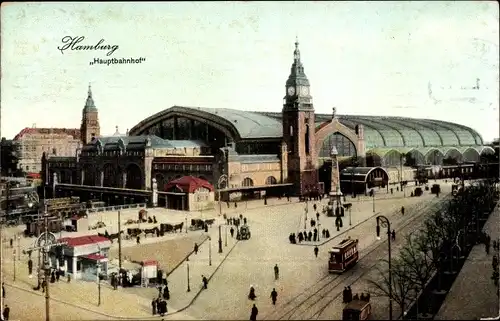 Ak Hamburg St. Georg, das Straßenleben vor dem Hauptbahnhof