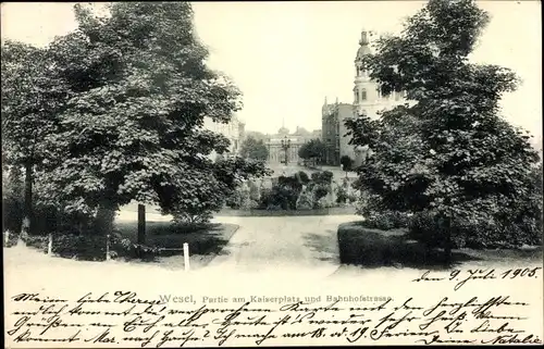 Ak Wesel am Niederrhein, Partie am Kaiserplatz und Bahnhofstraße