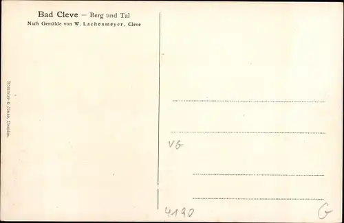 Künstler Ak Lachenmeyer, W., Bad Cleve Kleve am Niederrhein, Berg und Tal, Kühe am Ufer