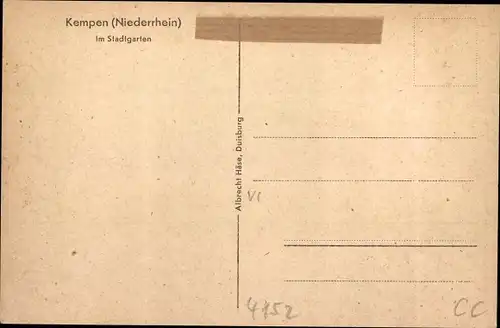 Ak Kempen am Niederrhein, Partie im Stadtgarten