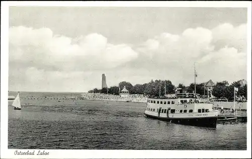 Ak Ostseebad Laboe, Dampfer Stadt Kiel, Partie am Wasser