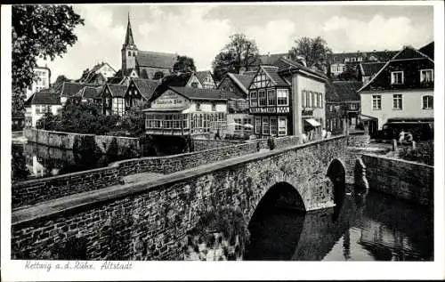 Ak Kettwig Essen im Ruhrgebiet, Altstadt, Brücke, Kirche