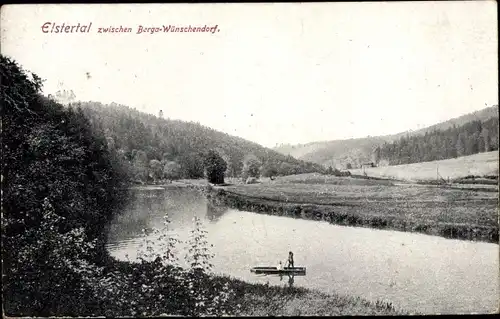 Ak Berga und Wünschendorf an der Elster Thüringen, Partie im Elstertal