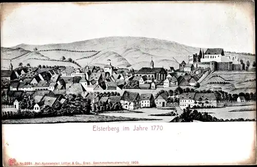 Künstler Ak Elsterberg im Vogtland, Panorama vom Ort