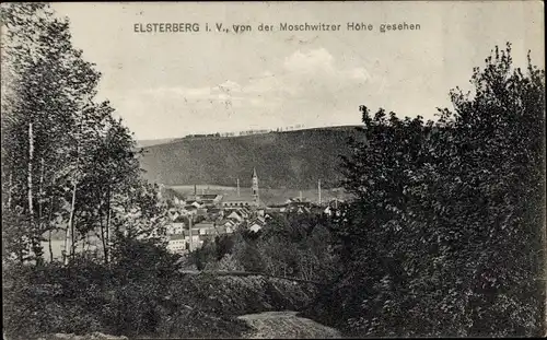 Künstler Ak Elsterberg im Vogtland, Ort von der Moschwitzer Höhe aus gesehen