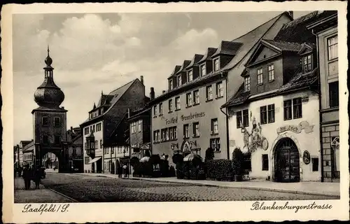 Ak Saalfeld an der Saale Thüringen, Blankenburger Straße, Gasthof Gambrinus